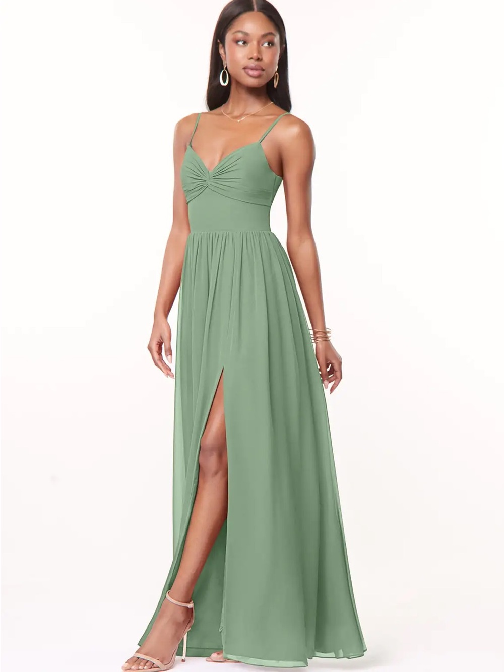 Azazie Zeya Dress in Matcha
